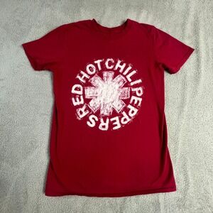 Red Hot Chili Peppers T-Shirt Women' s Small Red White Logo Band Tee